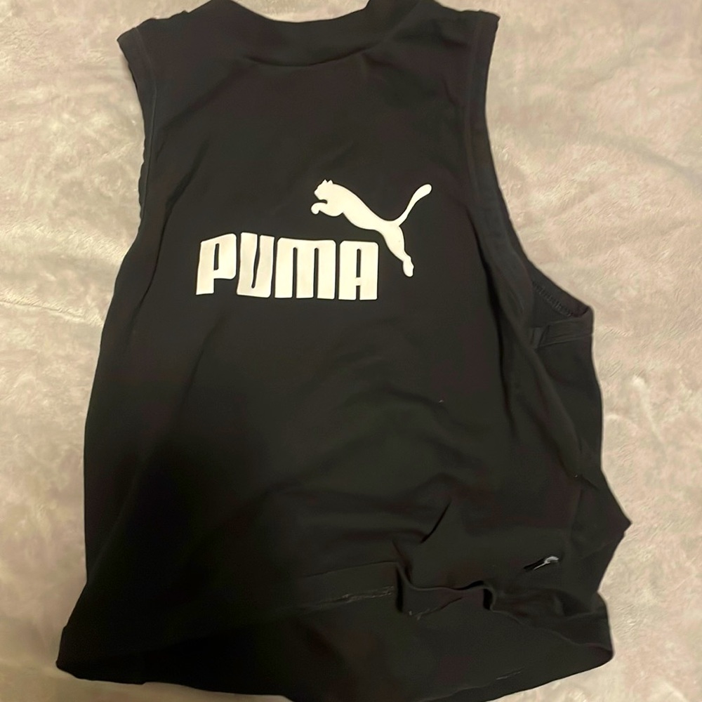 Black puma-activewear crop top